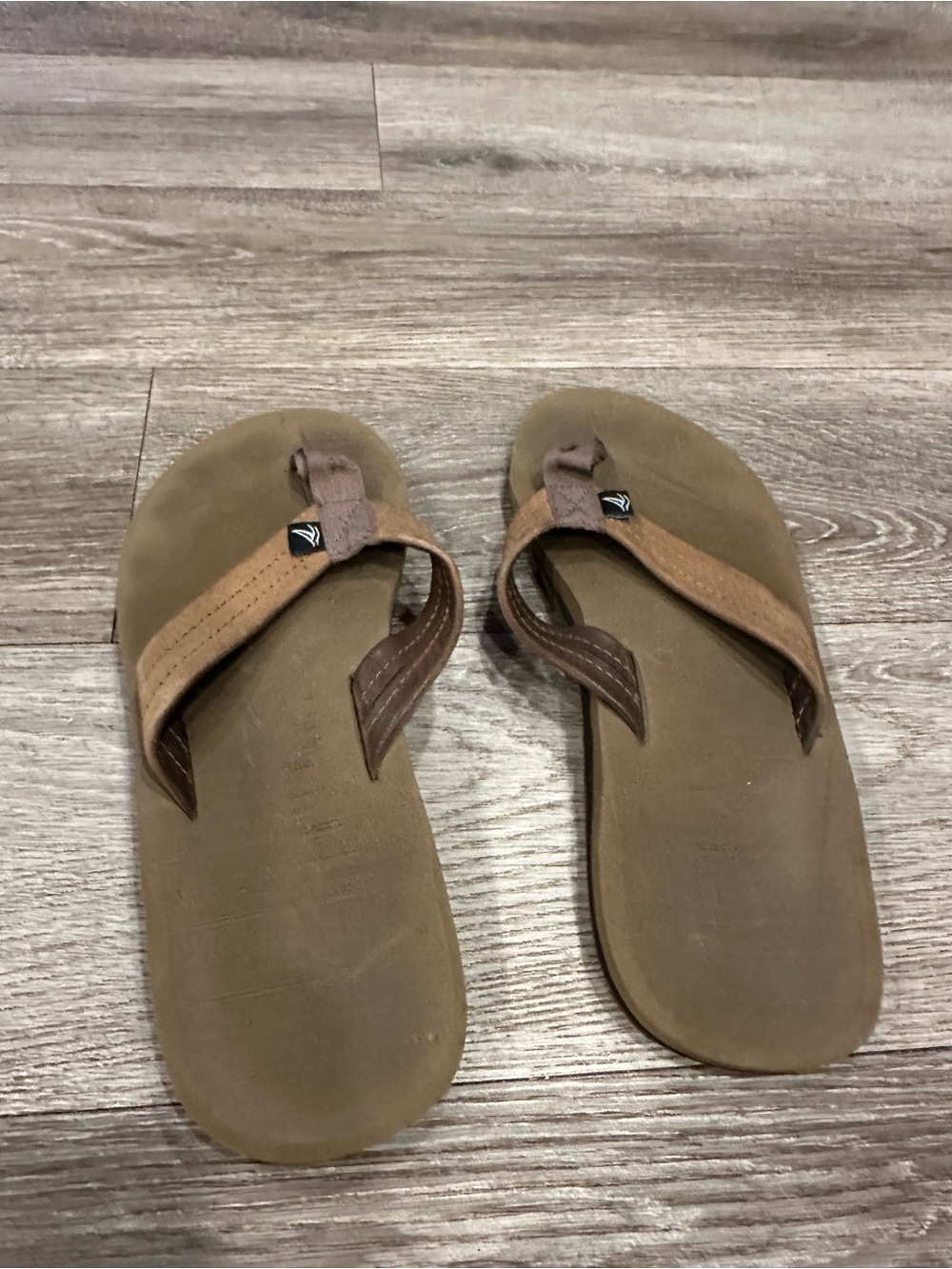 Sperry Brown Tan Leather Flip-Flop Sandals